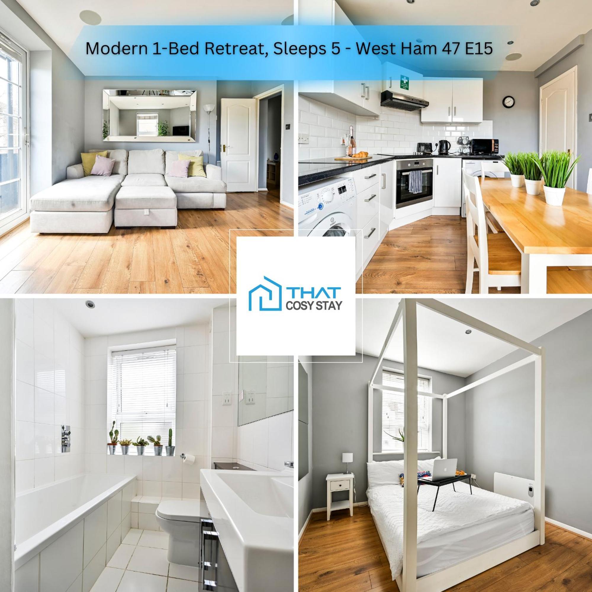 Cosy 1-Bed E15, Sleeps 4, 1 Min From Tube Station Near O2 Arena Leilighet London Eksteriør bilde